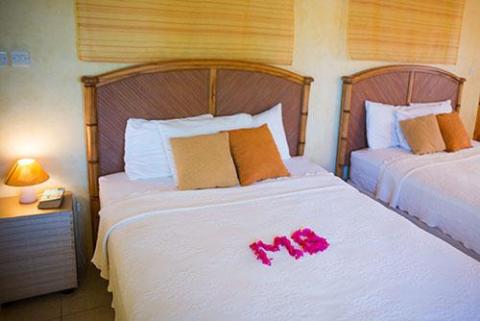 Cozy hotel room with two beds, 