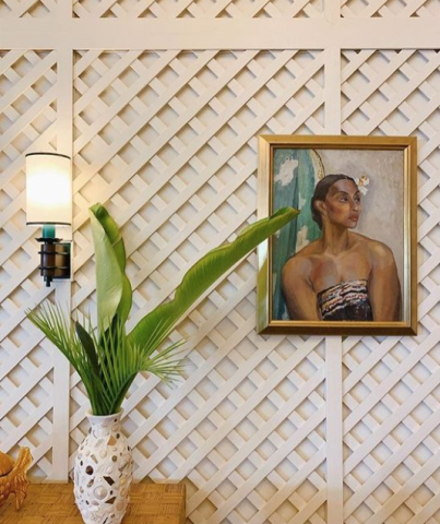 This image features a stylishly decorated wall space