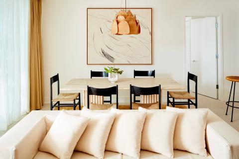 This image depicts a tastefully decorated room with a combination of modern and minimalist elements