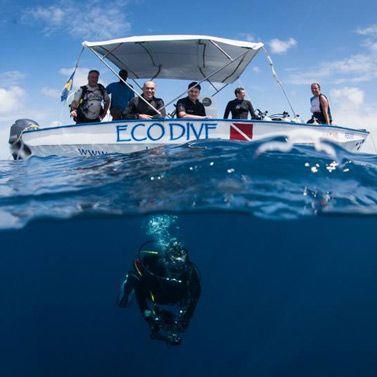 Barbados Scuba Diving Adventure Scuba diving activity in Barbados with a boat and people
