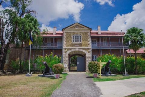 Barbados Historical Landmark Architecture Historic building in Barbados with cannon displays
