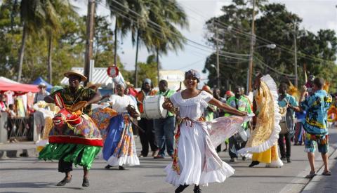 Barbados Culture and Music Celebration in Street Parade Cultural parade with music in Barbados