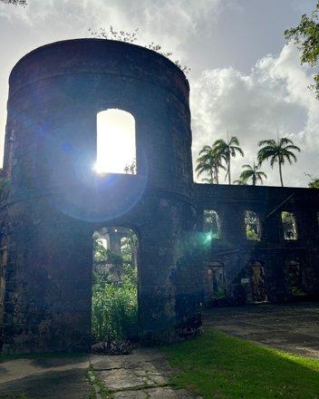 Barbados Historical Sight Under a Glistening Sun Historical architecture in Barbados with sun flare