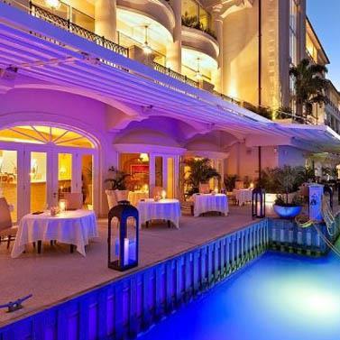 Barbados Hotel Elegance with Poolside Ambiance Luxurious hotel exterior with a beautiful pool in Barbados