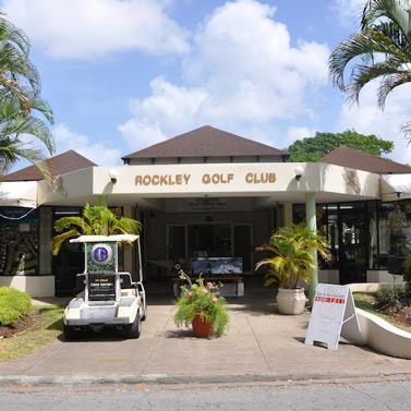 Barbados Golf Club Entryway with Cart Rockley Golf Club entrance with a golf cart in Barbados