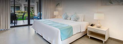 This image shows a modern and elegantly decorated bedroom