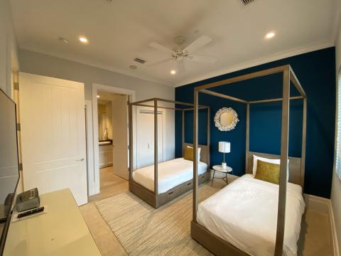 This image shows a well-decorated bedroom