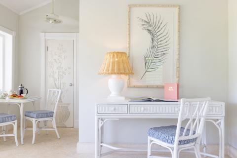 This image shows a light and airy interior space that appears to be a part of a home, possibly a living or dining area