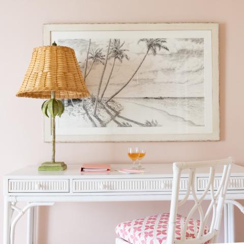 This image features an elegant interior arrangement with a particular emphasis on a bright and inviting color palette