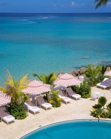 This image features a scenic tropical resort setting