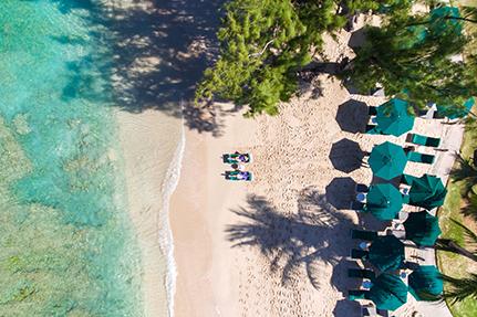 This image shows an aerial view of a beach setting