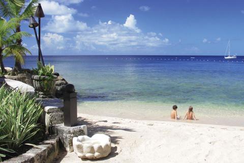 This image shows a tranquil beach scene
