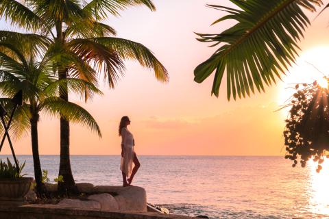 This image captures a serene and picturesque scene at sunset