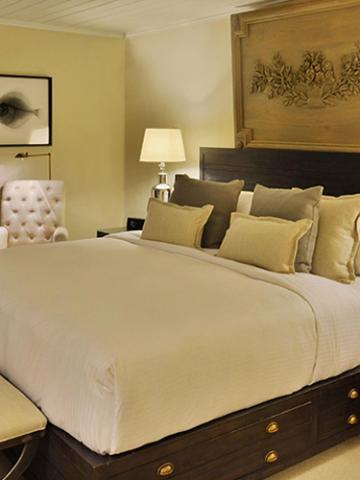The image shows a nicely decorated bedroom