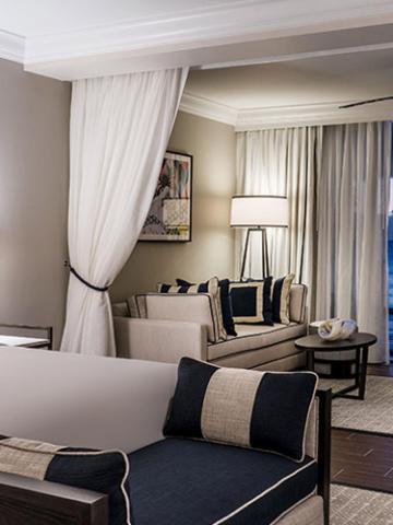 This image shows a well-decorated interior of a room, possibly in a hotel or a refined residential space