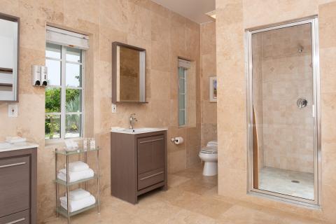 This image displays a modern bathroom interior