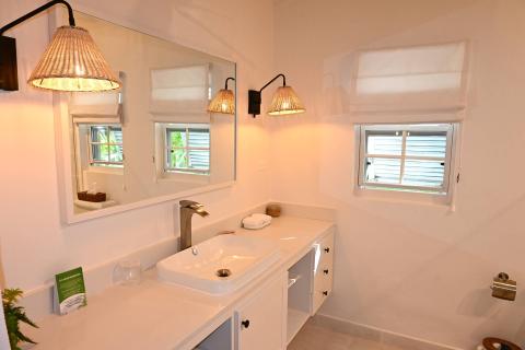 The image shows a contemporary bathroom interior