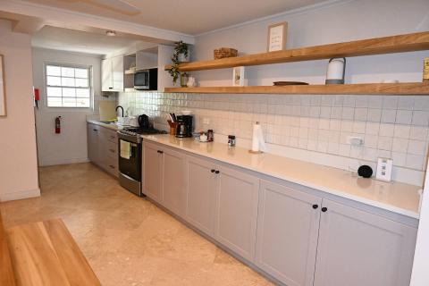 The image shows a modern kitchen