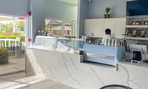 This image shows the interior of a cafe or small restaurant