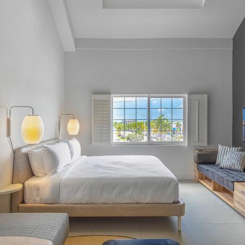 This is an image of a modern bedroom