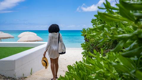 This image captures a beautifully serene beach setting