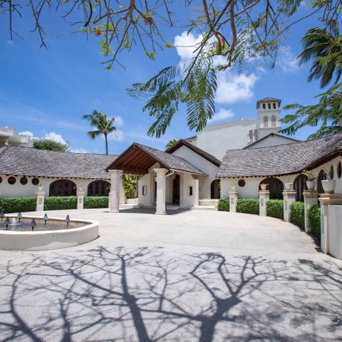 This image depicts a beautiful, scenic courtyard characterized by elegant architectural elements