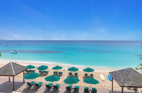 This image shows a beautiful beach scene