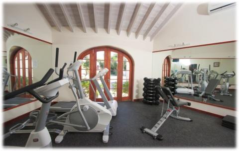 This image shows an interior view of a well-equipped fitness gym