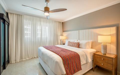 This image shows a stylishly decorated bedroom