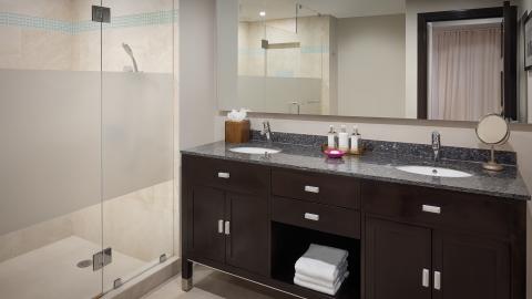 This image shows a well-appointed modern bathroom
