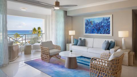 This is an image of a contemporary beachfront living room