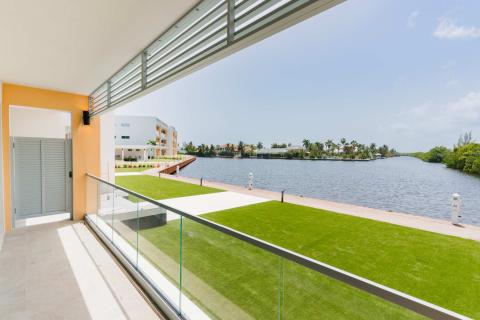 Balcony overlooking scenic water canal