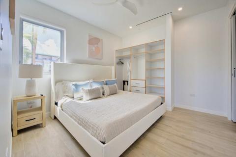 Stylish bedroom with double bed