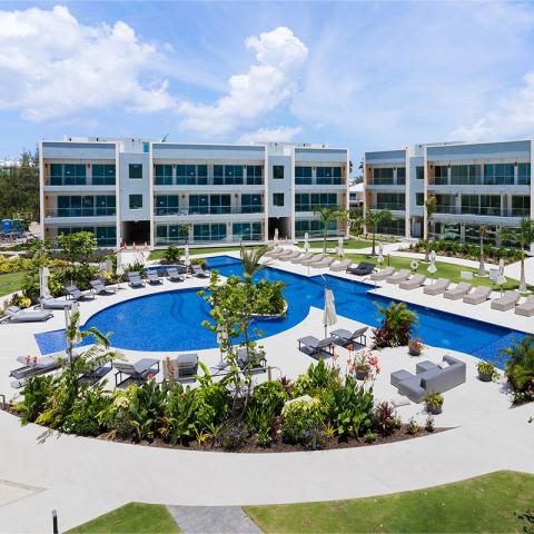 This image shows a luxurious resort setting