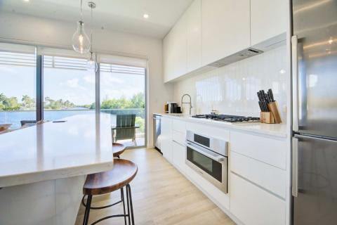 Modern kitchen with white cabinetry