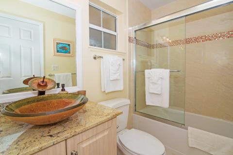 Modern bathroom with orange sink
