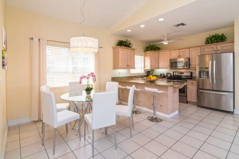 Modern kitchen with dining area