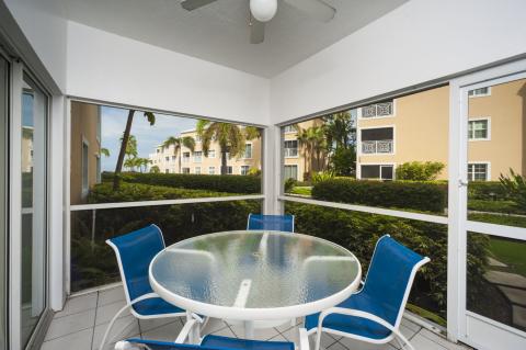 Balcony with table and chairs