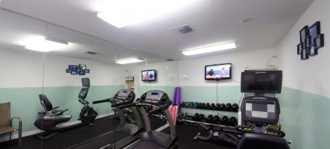 Indoor gym with exercise equipment
