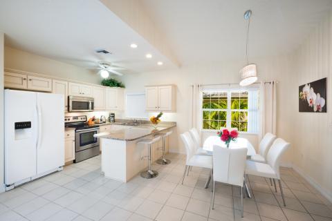 Modern kitchen and dining area