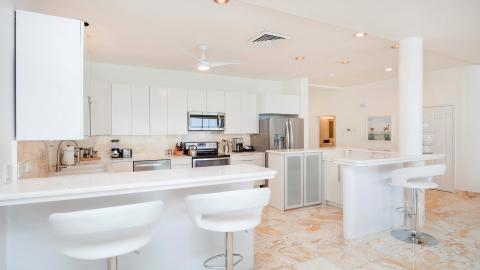 Modern white kitchen with island