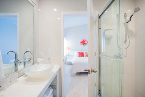 Modern bathroom with glass sink