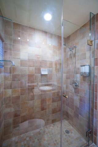 Bathroom walk-in shower glass