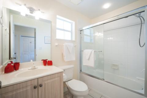 Well-lit modern clean bathroom  