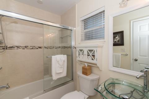 Modern bathroom with glass shower  