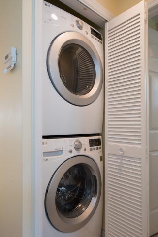 Stack of LG laundry appliances