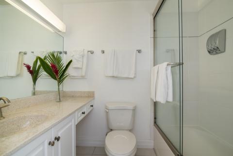 Modern bathroom with marbled vanity