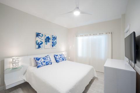 Contemporary designed bedroom with bed