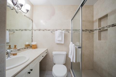 Modern bathroom with glass shower