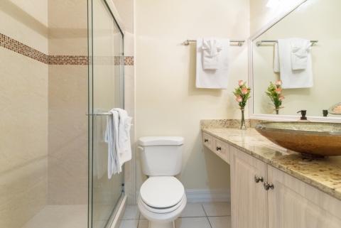 Bathroom with glass shower enclosure